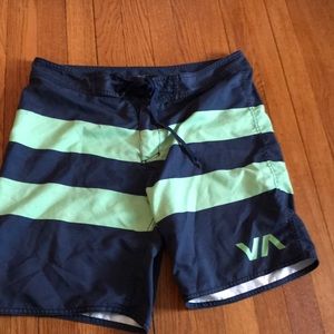 Blue and green RVCA board shorts
